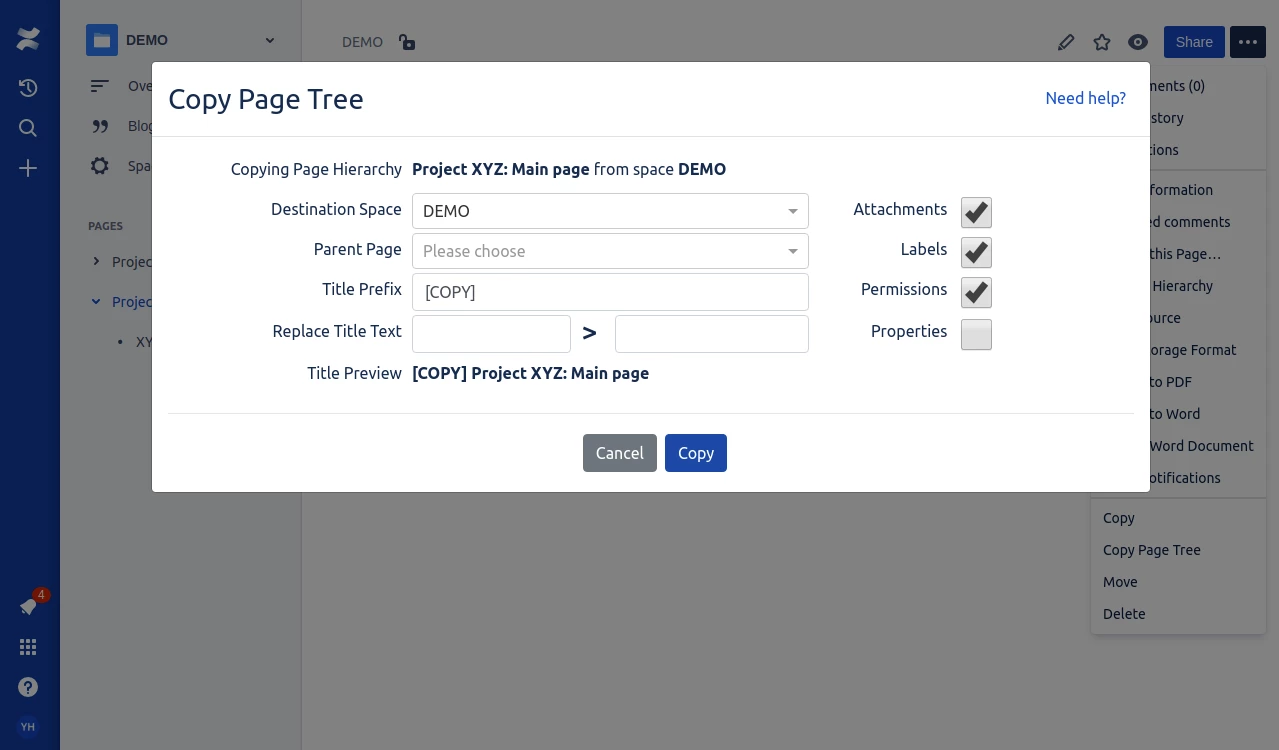 Copy Pages for Confluence